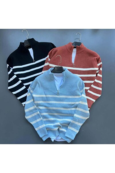 Pinem Pachet de 3 pulovere pentru bărbați, cu material reiat jumătăți de ferm...