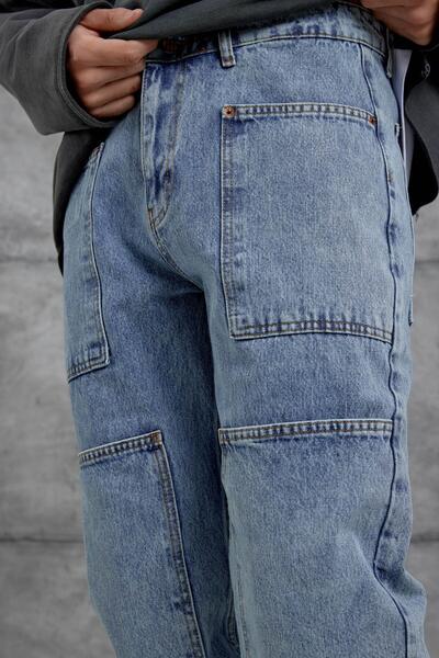 NOMARC Синій Mmx Cep Детально оброблений баггі джинси