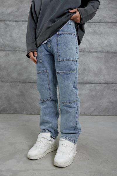 NOMARC Синій Mmx Cep Детально оброблений баггі джинси
