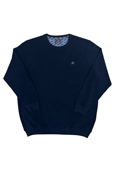 ANNEX Plus Size Solid Color Crew Neck Cotton Men's Sweat Pullover