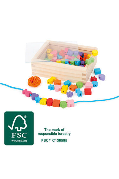 Small Foot set de mărgele de înșirat din lemn