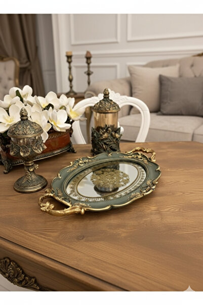 Hanlar Home Stylish Classic Oval Mirrored Gift Engagement Presentation Tray