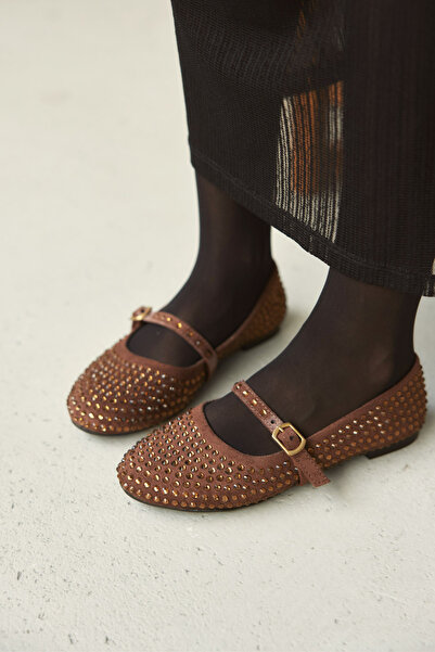 MİLAYA SHOES Parla Stone Detail Women's Flat Shoes