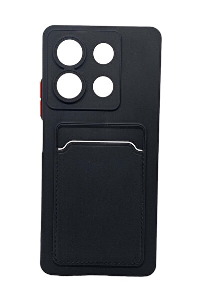 Generic Hard Silicone Back Cover With Card Pocket For Xiaomi Redmi Note 13 5G - Black