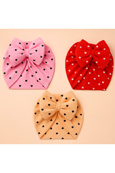 Bebekino Cute Patterned Bow Bonnet 3-Pack – Suitable for 0-18 Months