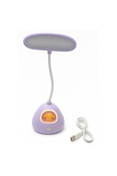 ABS Children's bedside lamp with night light, USB rechargeable, flexible arm, 29 cm, Purple/White