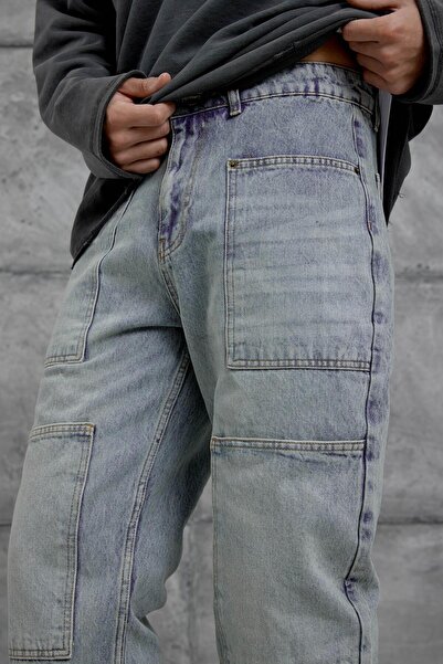 NOMARC Світло-сині джинси Mmx з деталями та баггі-кроєм