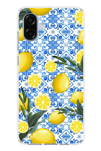 TechTree حافظة سيليكون متوافقة مع هاتف سامسونج جالاكسي A07 بلون ليموني مطبوع