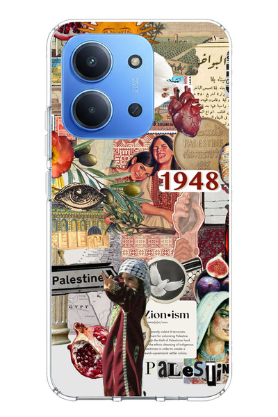 TechTree حافظة سيليكون مطبوع متوافقة مع هاتف Redmi 15C بتصميم كولاج فلسطيني 1948