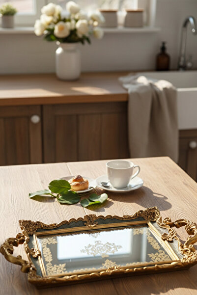 Hanlar Home Stylish Carved Mirrored Classic Presentation Tray