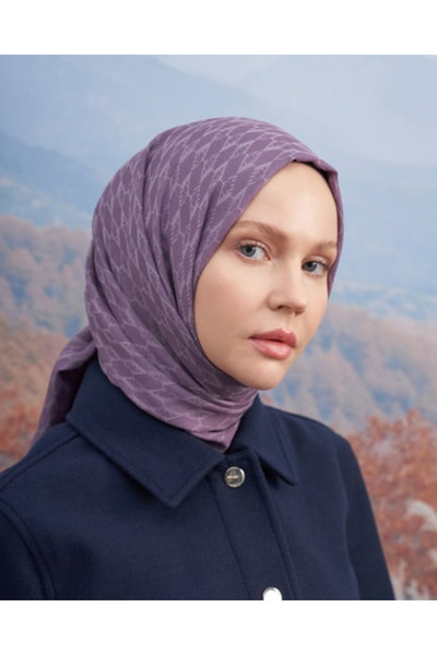 ARMANDA A desenli Cotton Monogram Şal - Leylak