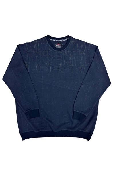 ANNEX Large Size Crew Neck Patterned Cotton Men's Sweater Sweat