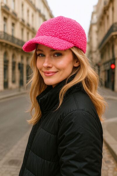 FELLMENS Pălărie pentru femei din pluș ondulat fucsia