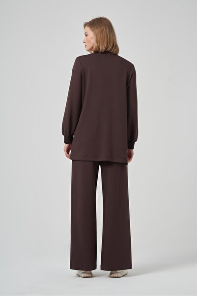 Nuss 1024 Asymmetrical Zipper Detailed Tunic Pants Set