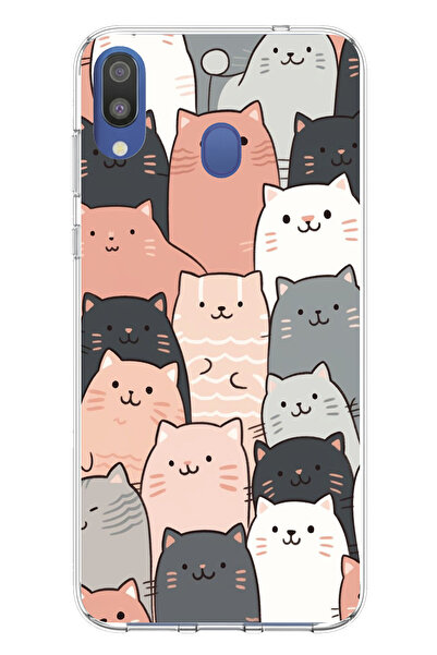 TechTree حافظة سيليكون مطبوع متوافقة مع هاتف سامسونج جالاكسي M20 بتصميم القطط...