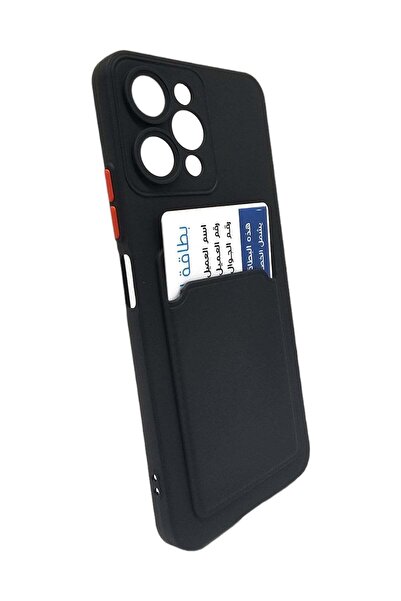Generic Hard Silicone Back Cover With Card Pocket For Xiaomi Redmi 12 - Black