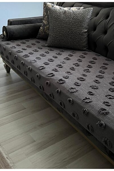 Madamca Sorina Pompon Sofa Cover Anthracite 100*240