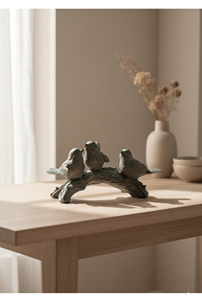 Hanlar Home Kuş Figür Seti | Doğal Stil | Dekoratif Biblo (23x15x13)