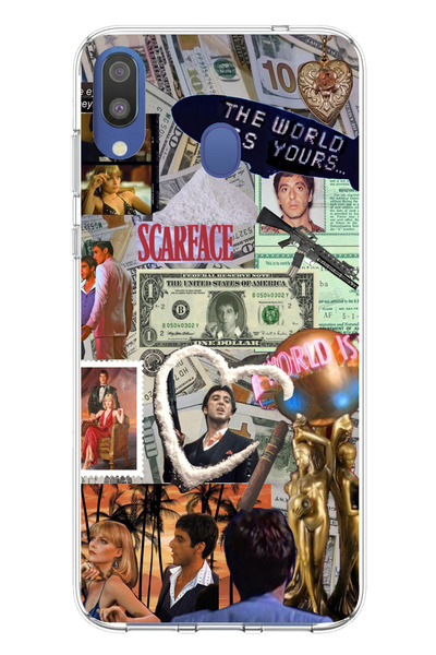 TechTree حافظة سيليكون مطبوع متوافقة مع هاتف سامسونج جالاكسي M20 بتصميم كولاج...