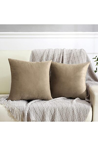 Pyramid Home 2-Piece Velvet Textured Throw Pillow Cover Standard Size Mink Soft Velvet Textured Plain Throw Pillow Cover