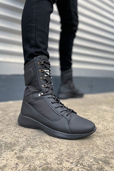 Lucy Shoes Yg799 Verton Lace-Up Orthopedic Sole Casual Leather Men's Military Boots Cst Black