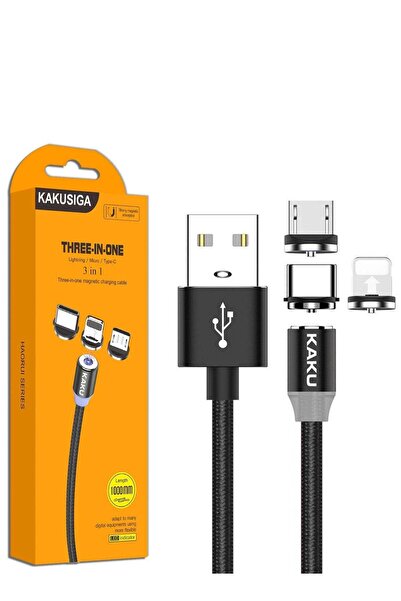 KAKUSİGA Magnetic Fast Charging Usb Cable 3 In 1 Type-c / Micro / Lightning - KSC-320
