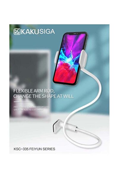 KAKUSİGA حامل هاتف محمول مرن يدور بحرية 360 درجة باللون الأبيض