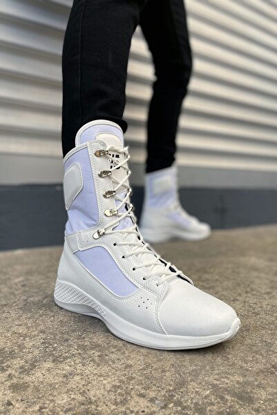 Lucy Shoes Yg799 Verton Lace-Up Orthopedic Sole Casual Leather Men's Military Boots Cbt White