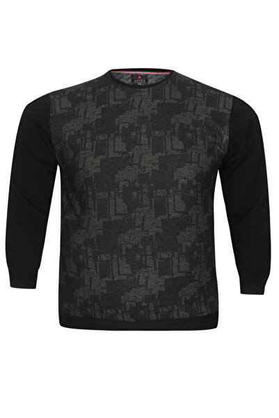 ANNEX Plus Size Solid Color Cotton Crew Neck Men's Sweat Pullover