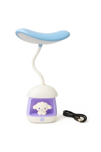ABS LED Kids' Table Lamp with Night Light Base, USB Rechargeable, Flexible Arm, 30 cm, White/Purple