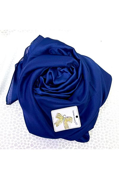 FashionForYou Silk & Shine gift package, with silk scarf and brooch, in window box, Blue