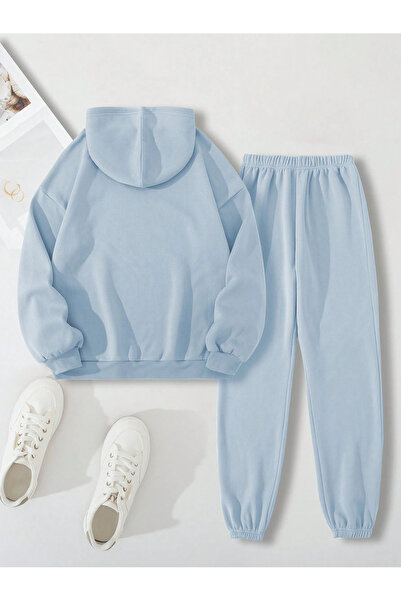 darkopia Σετ αθλητικών φούτερ Unisex Ανδρικά Γυναικεία χωρίς στάμπα Basic Printed Oversize 3 Thread Hooded