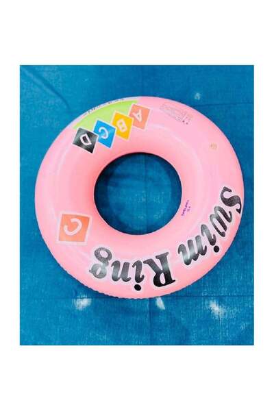 GENERIC4 Inflatable circular swim ring with letter design for pool, 70 cm - Pink