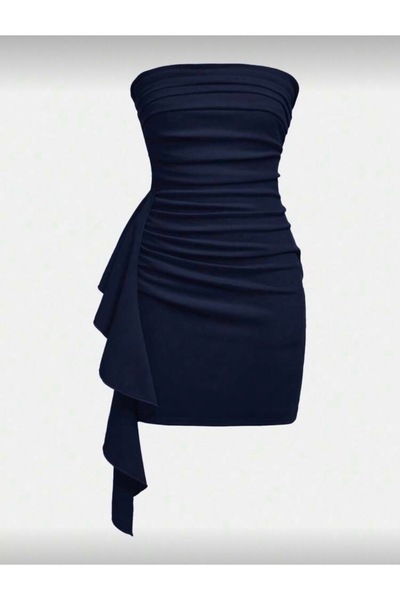 Dressco Britney - Straplez Drapeli Şal Detaylı Mini Elbise
