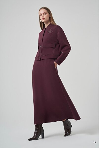 Nuss 1015 Star Beaded Snap Fastener Jacket Skirt Set