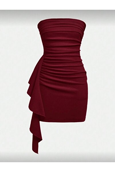 Dressco Britney - Straplez Drapeli Şal Detaylı Mini Elbise