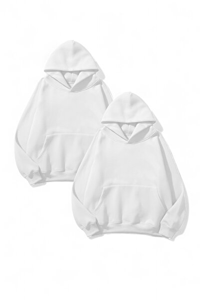 uyguntarz Hanorac unisex alb și alb, pachet de 2, cu 3 fire O supradimensionat