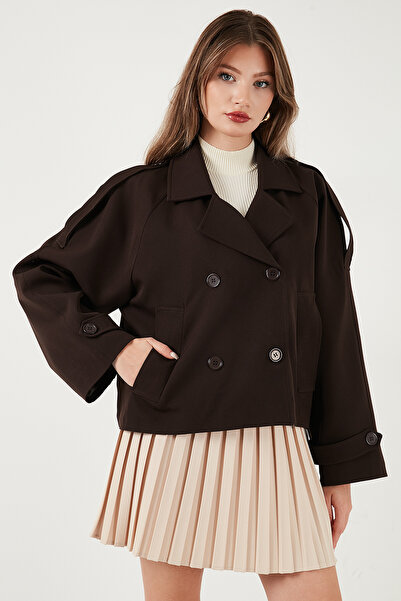 Lela Regular Fit Kruvaze Yaka Düğmeli Astarlı Ceket Mont MONT 6524955