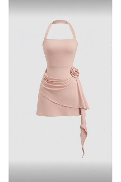 Dressco Rose - Gül Detaylı Askılı Mini Elbise