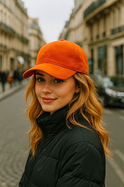 MARBERRY Orange Suede Women's Cap Hat