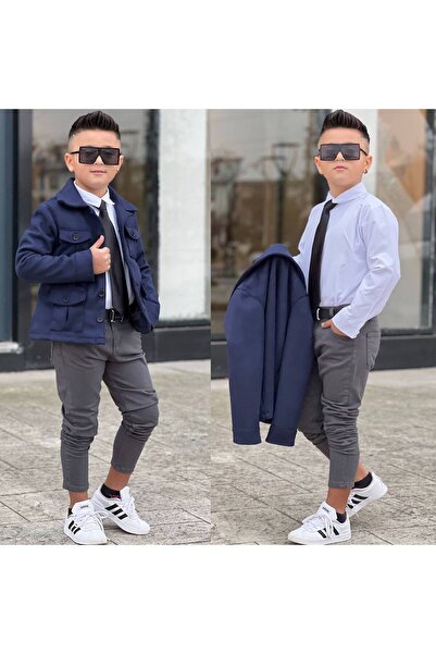 KINGDOM KIDS Çocuk Şık 4’lü Takım (Ceket + Gömlek + Pantolon + Kravat)