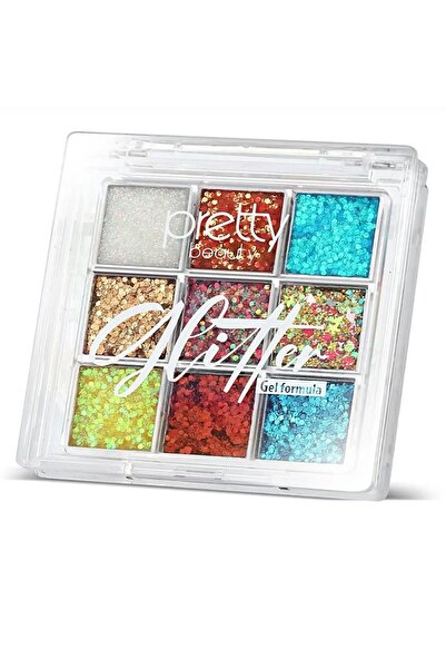Pretty 9LU JEL FORMÜLLÜ GLITTER GÖZ VE VÜCUT İÇİN FAR PALETİ