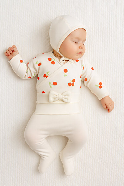 Generic Baby Girl Set of 4 Pieces (0–3 Months) – Cherry Design with Inside-Out Stitch