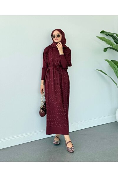 Butik N&G Taşlı Oversize Merserize Elbise