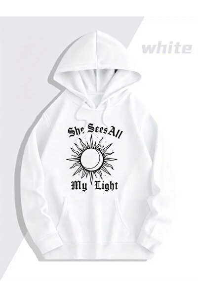 NEVERMIND Sevgili Kombini Oversized Hoodie – Sun and Moon Printed 3 Thread Unisex Sweatshirt Set of 2