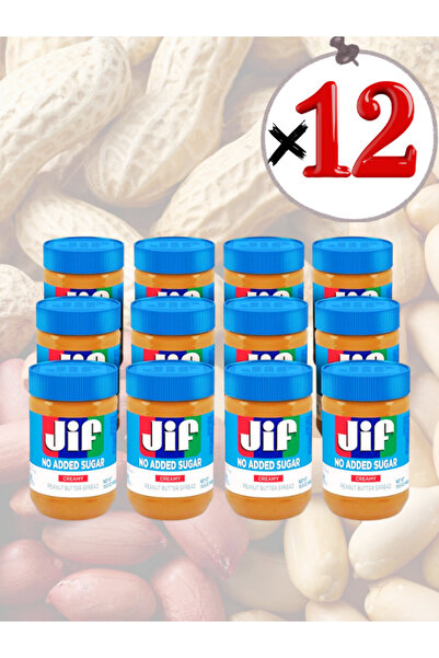 Jif No Added Sugar Şekersiz Yer Fıstığı Ezmesi - 440 Gr x 12’li Fıstık Ezmesi