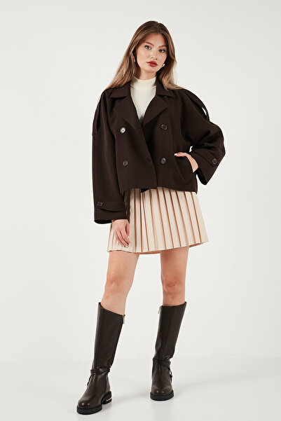 Lela Regular Fit Kruvaze Yaka Düğmeli Astarlı Ceket Mont MONT 6524955