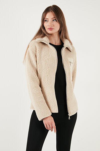 Lela Regular Fit Classic Collar Chest Pocket Detailed Plush Cardigan Fleece Polar 5866437