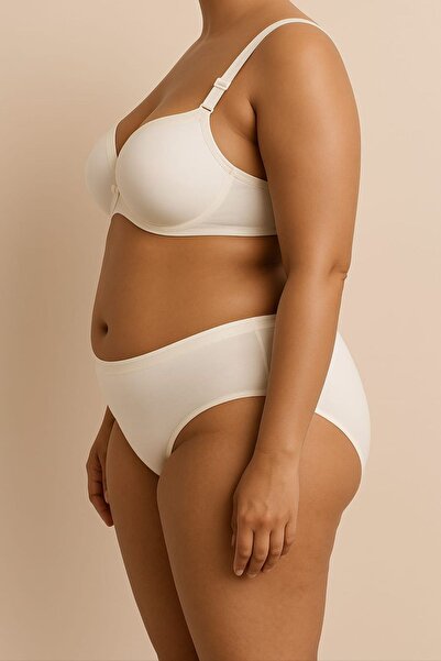 enmodaiçgiyim White Plus Size Cotton C Cup Shaping / Sculpting Bra – Unpadded, Wire Free, Soft Sponge