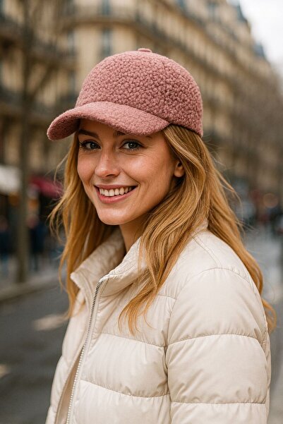 MARBERRY Pălărie pentru femei din pluș ondulat roz